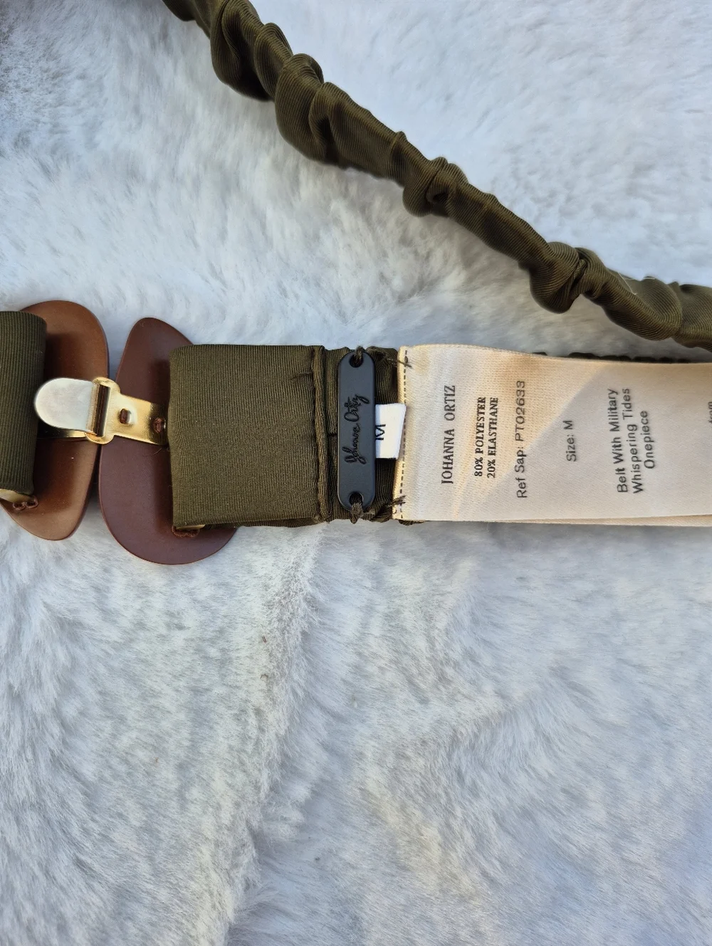 Johanna Ortiz Olive Weave Shell Belt Women Size Medium Resort Wear Designer - Picture 4 of 5